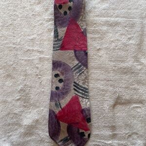 Robert Daskal Abstract Patterned Tie in Red and Purple